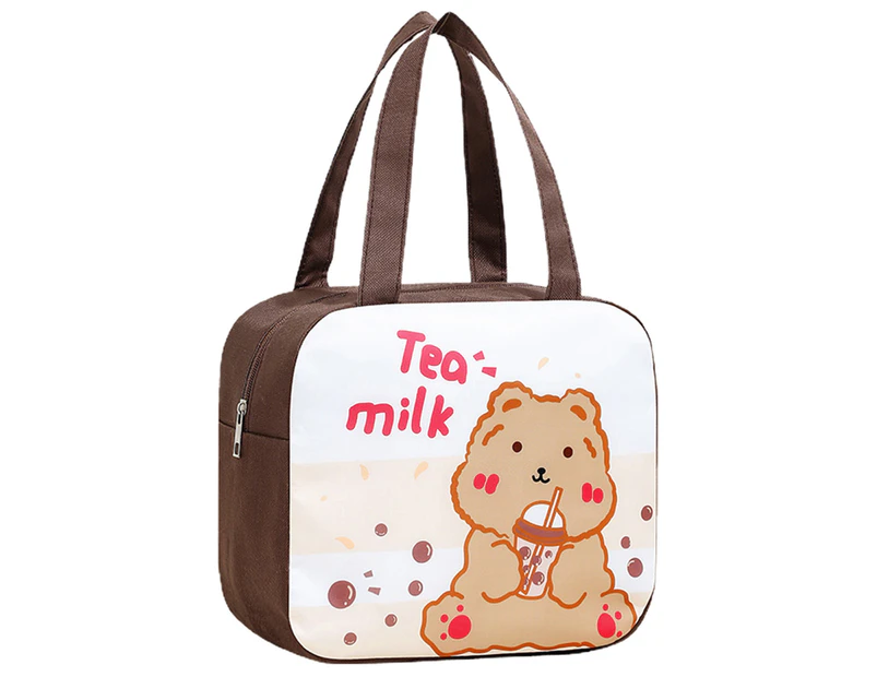 Lunch Box Pouch Anti-deformed Water Proof Easy to Carry Beach Picnic Insulated Tote Bag for Work-Coffee