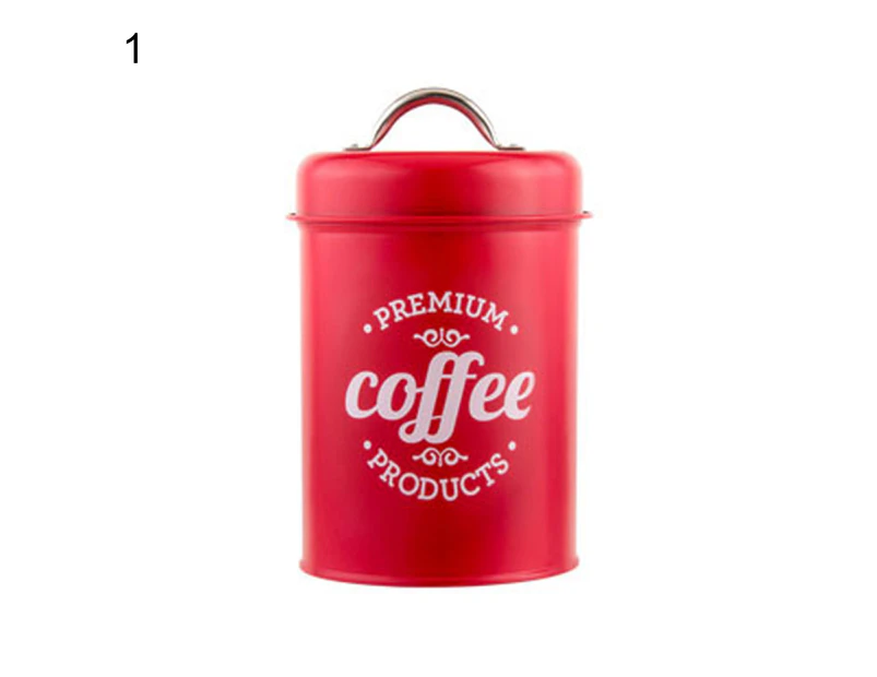 Coffee Container Food Safe Moisture-proof Wrought Iron Strong Sealing Sugar Canister for Kitchen-Red