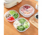 Four Compartment Fresh-keeping Box Low Temperature Resistance Kitchen Supplies Reusable Plastic Storage Box for Home-White