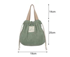 Drawstring Design Thermal Insulated Bag Tear Resistant Corduroy Picnic Hiking Lunch Bag for Work-Green
