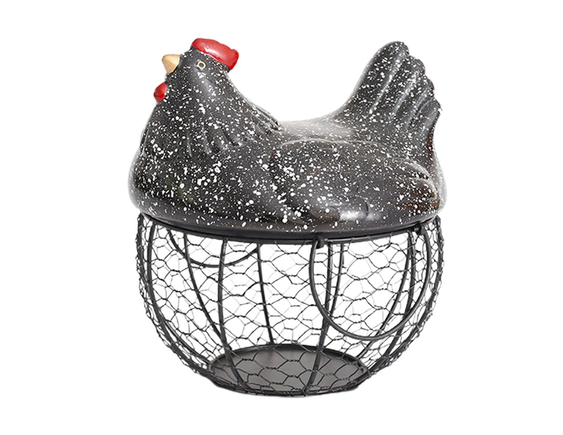 Ceramic Egg Basket Nice-looking Creative Decorative Iron Organizer Egg Fruit Sundries Storage Basket for Home-White Black