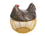 Ceramic Egg Basket Nice-looking Creative Decorative Iron Organizer Egg Fruit Sundries Storage Basket for Home-Gold+Gold