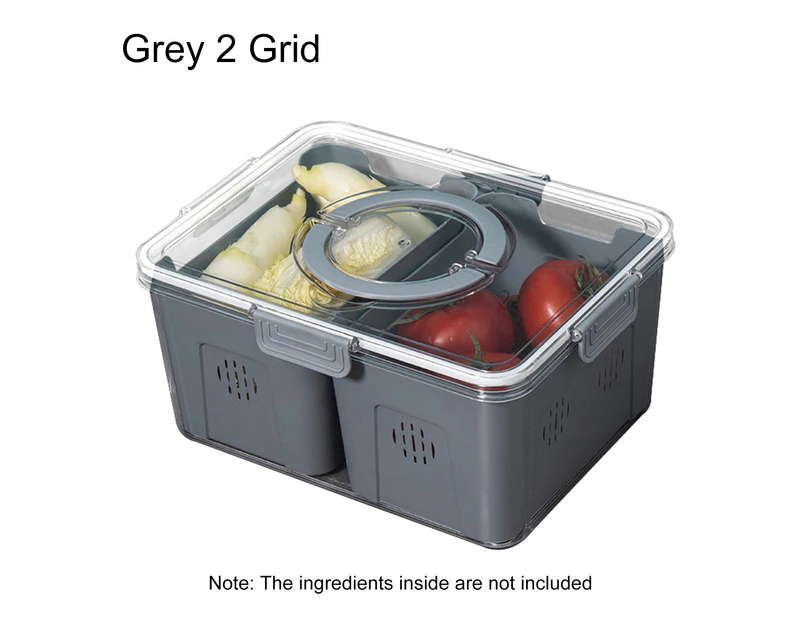 Food Storage Box Food Grade Multi-compartment PET Refrigerator Food Storage Container for Home-Grey