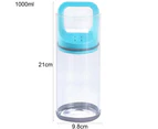 600ml/1000ml Food Container Eco-friendly Large Capacity Glass Airtight Food Storage Container for Home-Blue