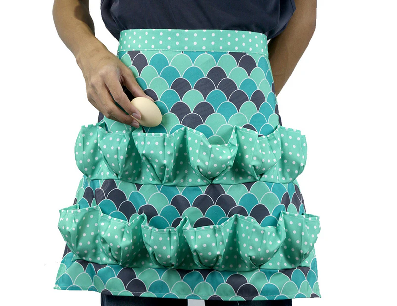Apron Printing Anti-stain Multifunctional Multi-pocket Egg Collecting Apron for Farm-4#