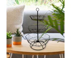 3 Layers Fruit Basket Nordic Style Exquisite Iron Sturdy Snacks Basket for Living Room-Black