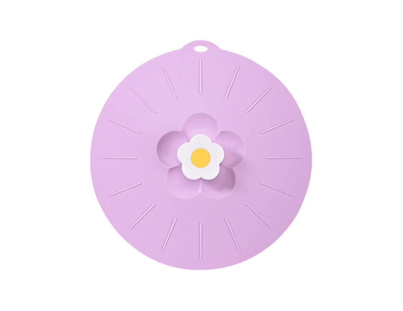 Anti Spill Cover Flower Design Flexible Anti-deformed Hanging Storage Space Saving Keep Freshness Silicone Food Grade Spill Stopper Lid for Pot-Purple