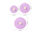 Anti Spill Cover Flower Design Flexible Anti-deformed Hanging Storage Space Saving Keep Freshness Silicone Food Grade Spill Stopper Lid for Pot-Purple
