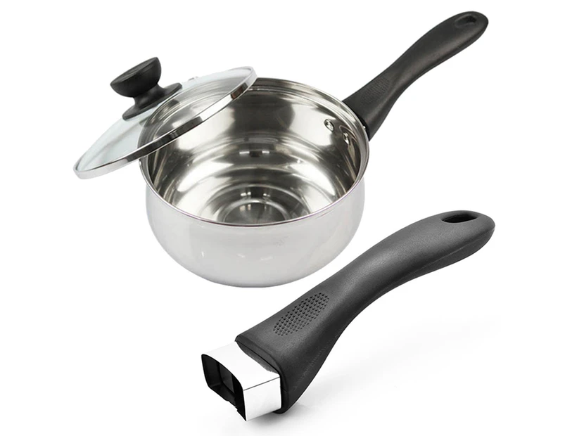 Pot Handle Detachable Non-slip Adjustable Ergonomic Anti-scalding Cookware Accessories Plastic Heat Resistant Pan Handle Grip for Restaurant-Black
