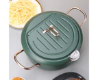 Frying Pot Non-Stick Food Solid Reusable Easily Cleaning Flat Bottom Drain Rack Temperature Control Deep Frying Pot Pan Stove Stew Pot for Home Use-Green