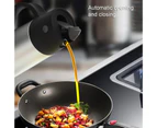 750ml Oil Bottle Leak-proof Large Capacity Stainless Steel Automatic Opening Closing Vinegar Pot Kitchen Gadget -Black