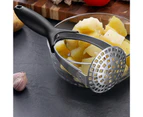 Vegetable Masher Handheld Anti-rust Stainless Steel Multifunctional Manual Potato Masher Cooking Tools -Black