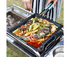 BBQ Grill Basket Vegetable Meat Holder Anti-rust Roasting Tin Barbecue Pan Tool-Black