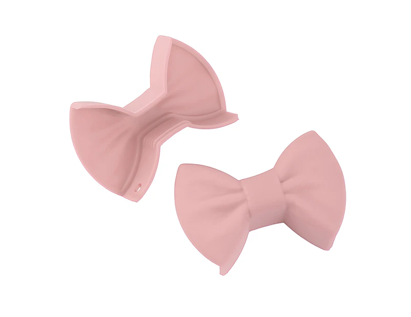 1 Pair Hot Plate Clip Bowknot Shape Anti-scald Silicone Comfortable Grip Pot Holder Clip for Cooking-Pink