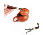 Teapot Lid Clip Heat Insulation Cast Iron Tea Kettle Cover Fork with Wooden Handle Teaware for Living Room-Golden
