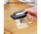 Dustproof Condiment Container with Spoon PS Automatic Opening Closing Seasoning Pot for Kitchen-Black