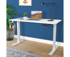 Ufurniture Electric Standing Desk Height Adjustable 140cm Splice Board Bright Sliver Frame/White Table Top