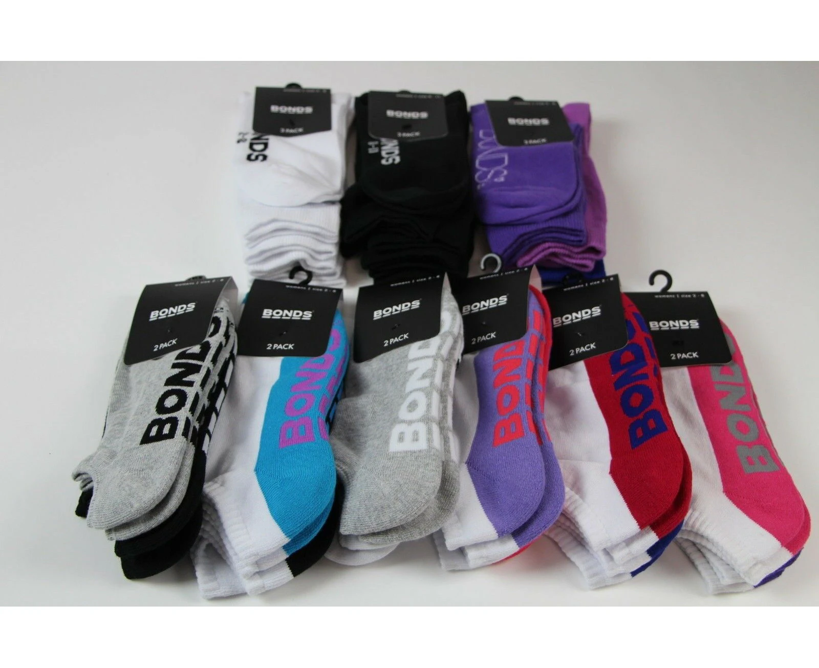 Womens Bonds Socks - Assorted Styles - Low Cut & Crew Cotton/Elastane/Nylon