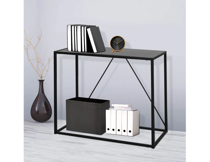 Levede 2-Tier Console Table Office Furniture Desk Hallway Side Entry Hall Shelf - Black