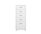 Levede 5 Drawer Office Cabinet Drawers Storage Cabinets Steel Rack Home White