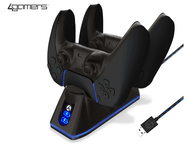 4Gamers PS5 Twin DualSense Wireless Controller Charging Dock - Black