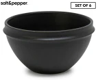 Set of 6 Salt & Pepper 12x7cm Plisset Bowls - Black