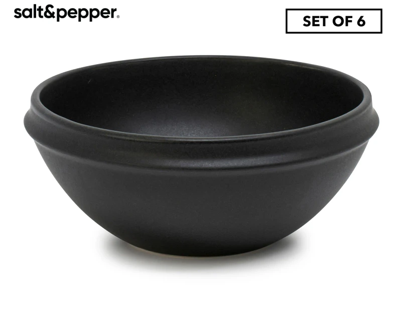 Set of 6 Salt & Pepper 14x6cm Plisset Bowls - Black