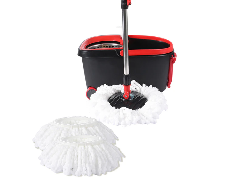 Cleanflo Spin Mop Bucket Set 360° Degree Stainless Steel Rotating Wet Dry  Black