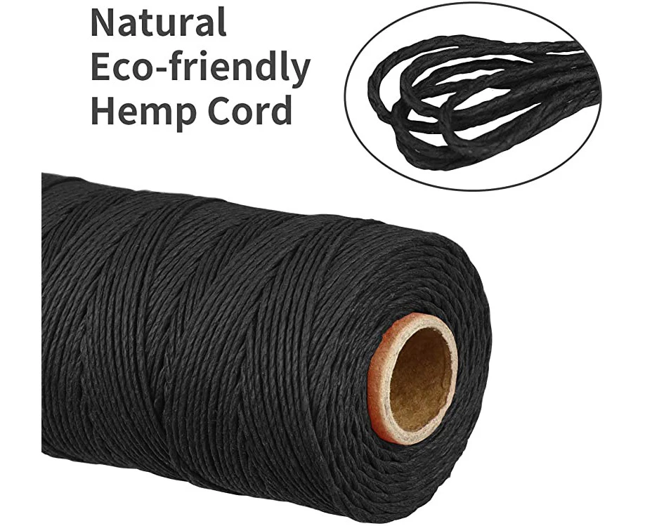 (040 BLACK) - NS HEMP】100% Sustainable Hemp Cord Spool for Jewellery Making Bracelets Necklaces Arts Crafts Gift Decoration and More - 1mm 62m (040 Black)