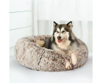 Pawz Pet Bed Cat Dog Donut Nest Calming Mat Soft Plush Kennel Brown Size M