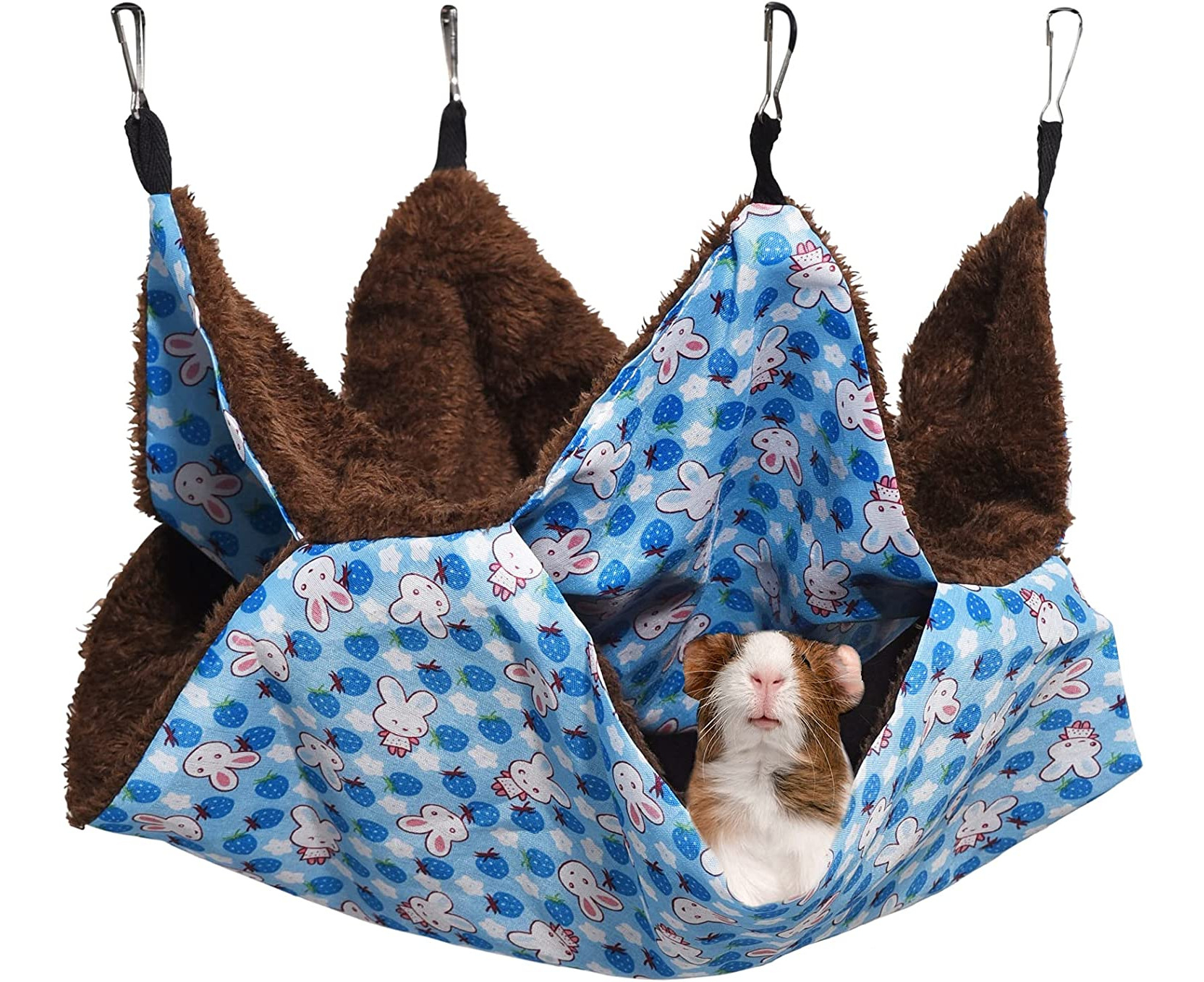 Small Pet Cage Hammock Warm Fleece Cage Hanging Hammock Double-Layer Sugar Glider Hammock Bed Pet Swinging Bed for Chinchilla Parrot Guinea Pig Ferret Squirrel Hamster Rat Playing Sleeping 