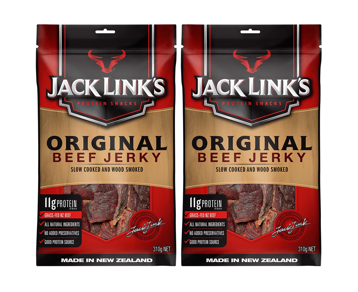 2 x Jack Link's Original Beef Jerky 310g Made in New Zealand (620g in Total)