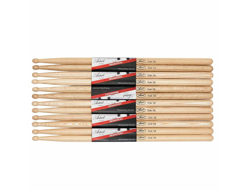 Artist DSO5B Oak Drumsticks w/ Wooden Tips 6 Pairs
