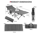 Costway Folding Camping Cot Outdoor Sleeping Bed W/Removable Mattress&Pillow, Travel Office Home Grey