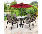 Costway 7PCS Patio Furniture Set Outdoor Dining Table Chairs Coffee Table Set Bistro Garden Backyard