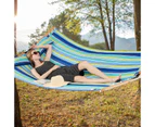 Costway Patio Haning Hammock Outdoor Swing Bed Backyard Garden Travel Blue(No Stand)