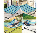 Costway Patio Haning Hammock Outdoor Swing Bed Backyard Garden Travel Blue(No Stand)