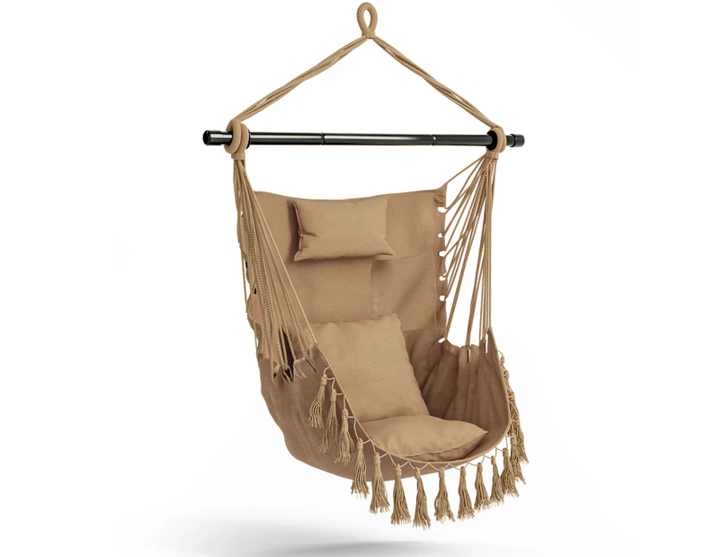 Costway Hammock Macrame Chair Hanging Swing Chair w/Pillow