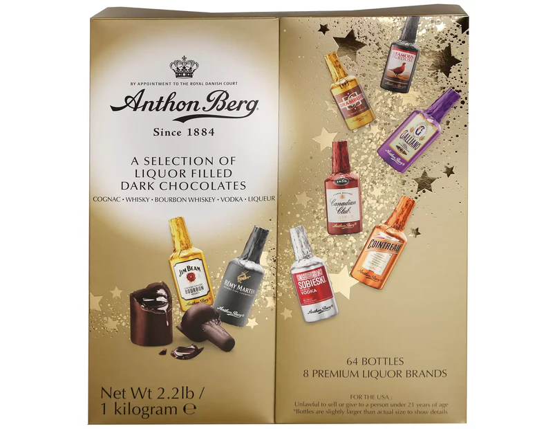 1Kg 64 Bottles of Anthon Berg Liquor Filled Dark Chocolate Bulk Gift BOX