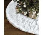 Christmas Tree Skirt -90cm Faux Fur Tree Skirt Christmas Decorations - Silver
