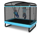 Costway 2-IN-1 Kids Trampoline Rectangular Trampolines w/Enclosure Safety Net Pad & Swing Outdoor Jumping Fun Xmas Gift, Blue