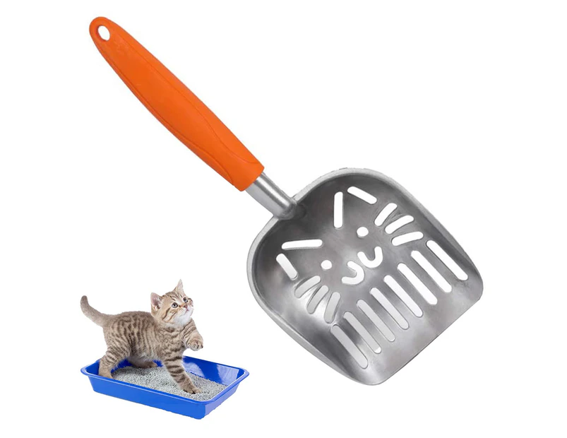 Cat Litter Scoop, Litter Scoop for Dogs & Cats, Comfortable Rubber Handle Litter Box Scoop, Stainless Steel Scoop for Pets