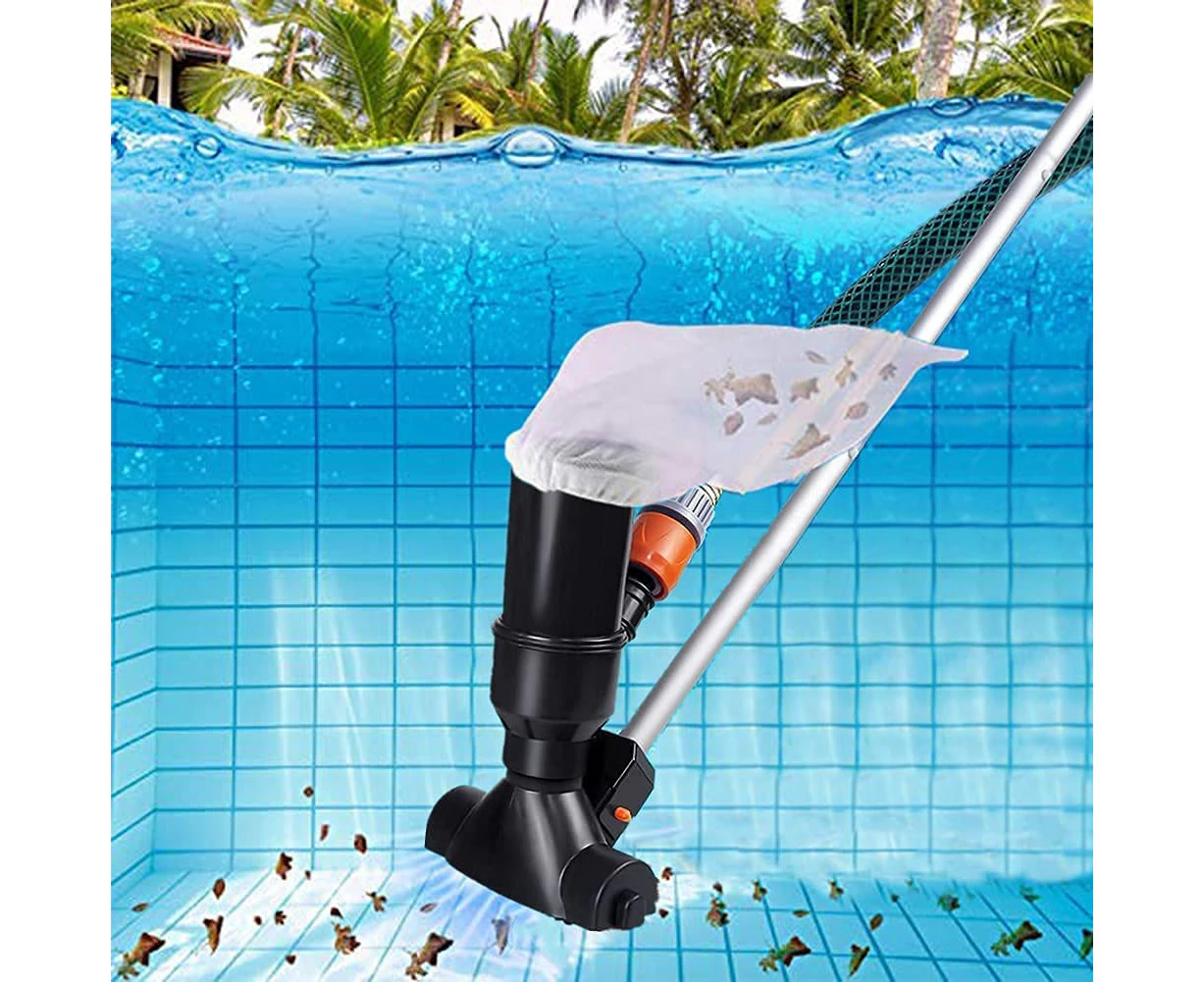 Portable Pool Vacuum Cleaner for Above Ground Pools, Spa, Fountain, Hot Tub, Jacuzzi, Black Underwater Vacuum Cleaner with Leaf Suction Head and 5 Section