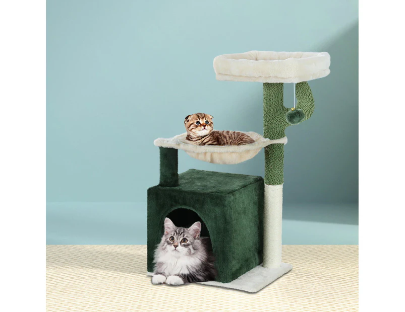 i.Pet Cat Tree 78cm Scratching Post Tower Scratcher Wood Condo House Bed Toys Green