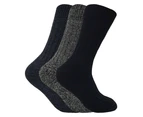 3 Pairs Mens Cushioned Sole Wool Blend Walking Hiking Socks for Boots - Blue