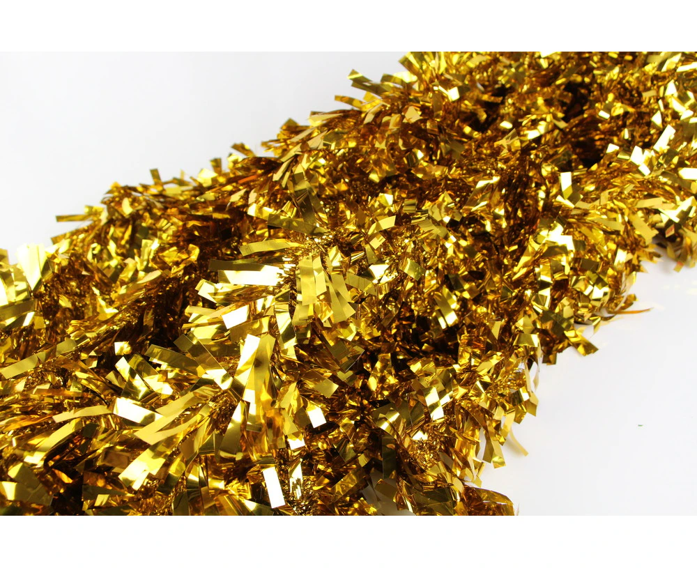 50 X Christmas Tinsel Thick Xmas Garland Tree Decorations - Gold - Gold