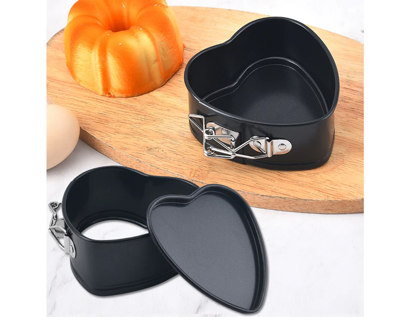 4Inch Heart Shape Baking Tray Removable Bottom Stainless Steel Toast Loaf Baking Mold Cooking Gadget-Black