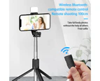 Selfie Stick Extendable 360 Degree Rotation Taking Photos with Fill Light Bluetooth-compatible 4.0 Cell Phone Selfie Tripod for Video Shooting-Black