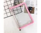 A5/A6 Diary Binder Flower Zipper Detachable Macaron Color Refreshing Waterproof 6 Rings School Stationery Clear Loose Leaf Notebook Cover for Student-Pink
