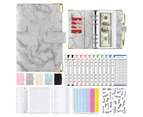 A6 Budget Binder Non-slip Waterproof Exquisite Tear-resistant Dust-proof Buckle Design Faux Leather Marble 6-Ring Budget Planner Office Supplies-B
